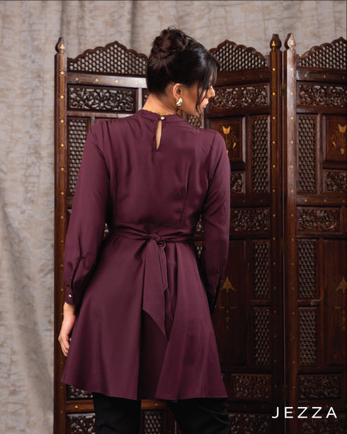 Mandarin Collar Tie-Front Top 62321